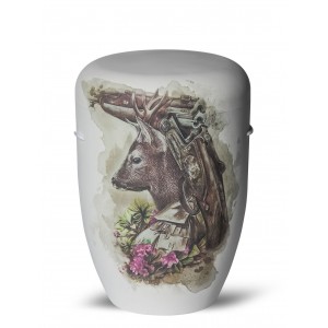Hand Painted Biodegradable Cremation Ashes Funeral Urn / Casket – Roebuck (Male Roe Deer)